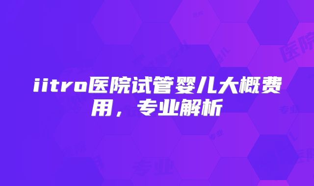 iitro医院试管婴儿大概费用，专业解析