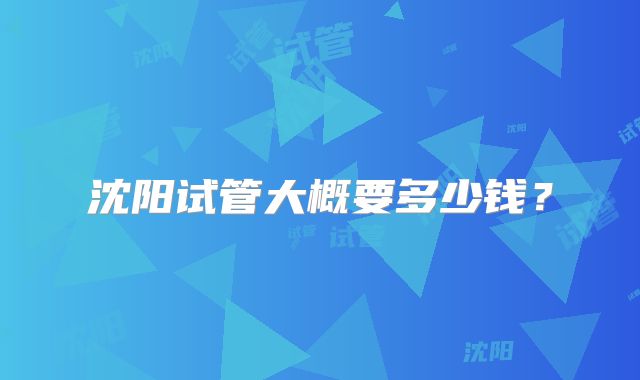 沈阳试管大概要多少钱?
