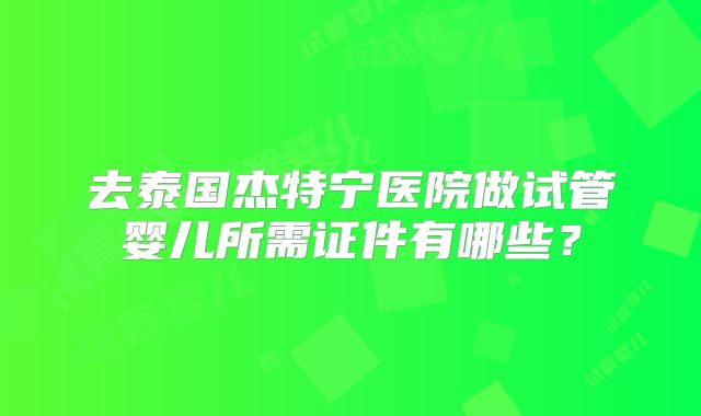 去泰国杰特宁医院做试管婴儿所需证件有哪些？