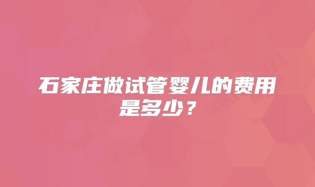 石家庄做试管婴儿的费用是多少？