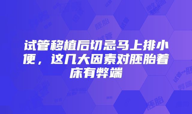 试管移植后切忌马上排小便,这几大因素对胚胎着床有弊端