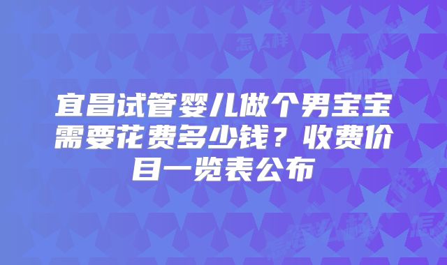 宜昌试管婴儿做个男宝宝需要花费多少钱？收费价目一览表公布