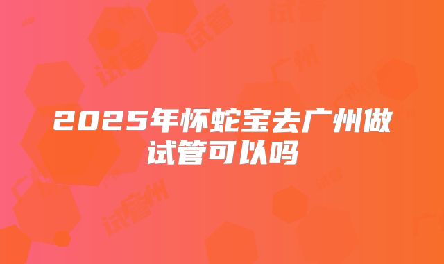 2025年怀蛇宝去广州做试管可以吗