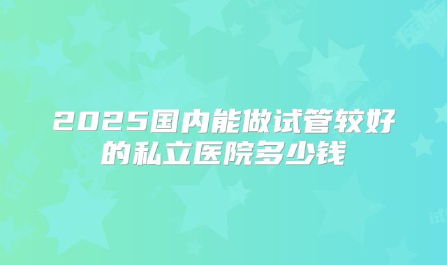 2025国内能做试管较好的私立医院多少钱