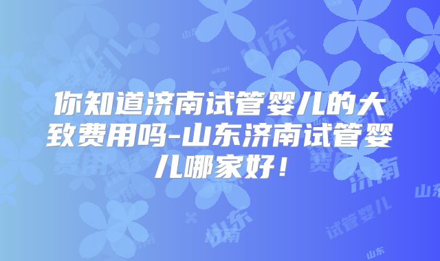 你知道济南试管婴儿的大致费用吗-山东济南试管婴儿哪家好!