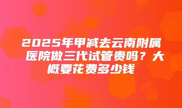 2025年甲减去云南附属 医院做三代试管贵吗？大概要花费多少钱