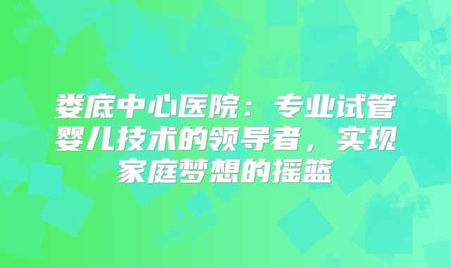 娄底中心医院：专业试管婴儿技术的领导者，实现家庭梦想的摇篮
