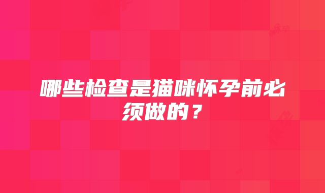 哪些检查是猫咪怀孕前必须做的？