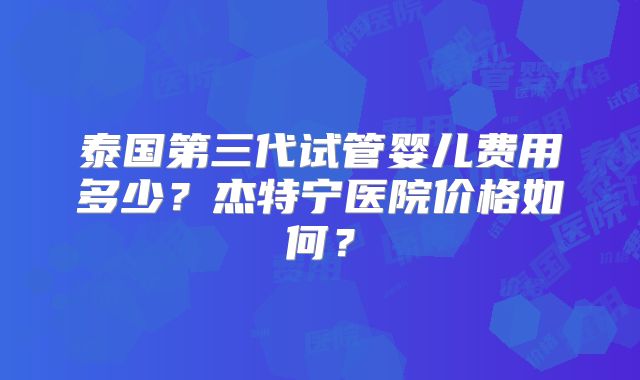 泰国第三代试管婴儿费用多少？杰特宁医院价格如何？