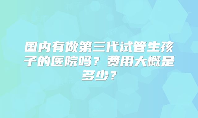 国内有做第三代试管生孩子的医院吗?费用大概是多少?