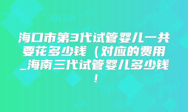 海口市第3代试管婴儿一共要花多少钱（对应的费用_海南三代试管婴儿多少钱！