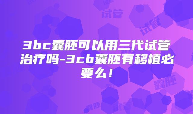 3bc囊胚可以用三代试管治疗吗-3cb囊胚有移植必要么！