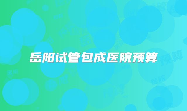 岳阳试管包成医院预算
