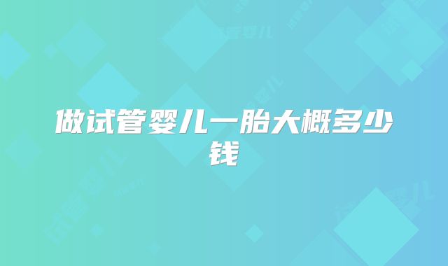 做试管婴儿一胎大概多少钱