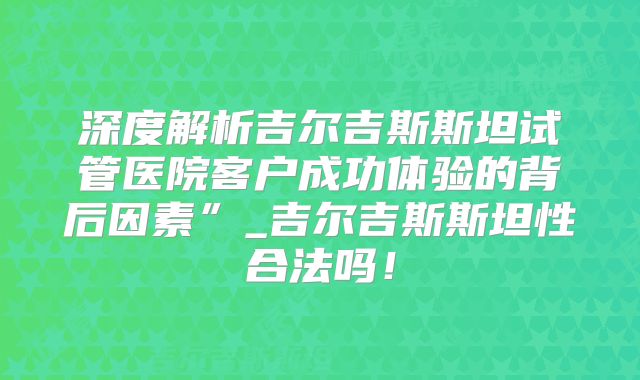 深度解析吉尔吉斯斯坦试管医院客户成功体验的背后因素”_吉尔吉斯斯坦性合法吗！