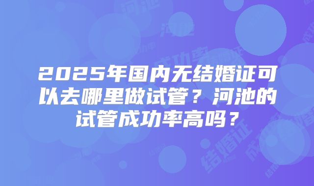 2025年国内无结婚证可以去哪里做试管?河池的试管成功率高吗?