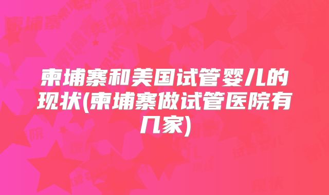 柬埔寨和美国试管婴儿的现状(柬埔寨做试管医院有几家)