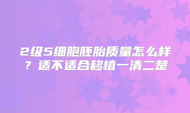 2级5细胞胚胎质量怎么样?适不适合移植一清二楚