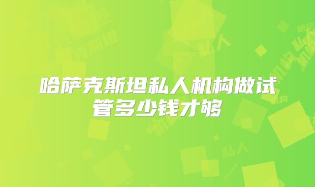 哈萨克斯坦私人机构做试管多少钱才够
