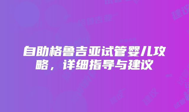 自助格鲁吉亚试管婴儿攻略,详细指导与建议