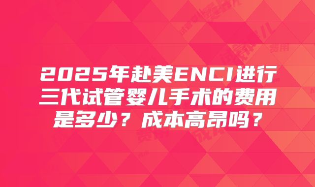 2025年赴美ENCI进行三代试管婴儿手术的费用是多少？成本高昂吗？