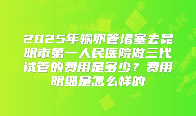 2025年输卵管堵塞去昆明市第一人民医院做三代试管的费用是多少？费用明细是怎么样的