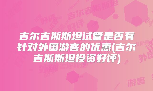 吉尔吉斯斯坦试管是否有针对外国游客的优惠(吉尔吉斯斯坦投资好评)