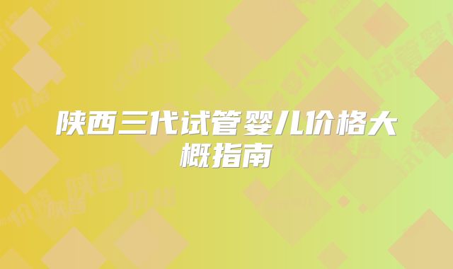 陕西三代试管婴儿价格大概指南