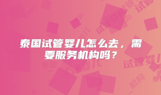 泰国试管婴儿怎么去,需要服务机构吗?