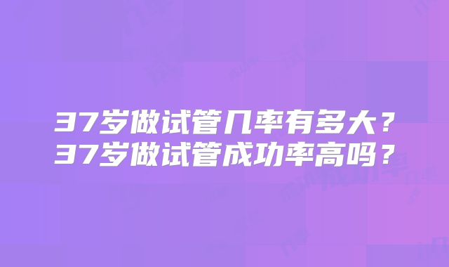 37岁做试管几率有多大？37岁做试管成功率高吗？