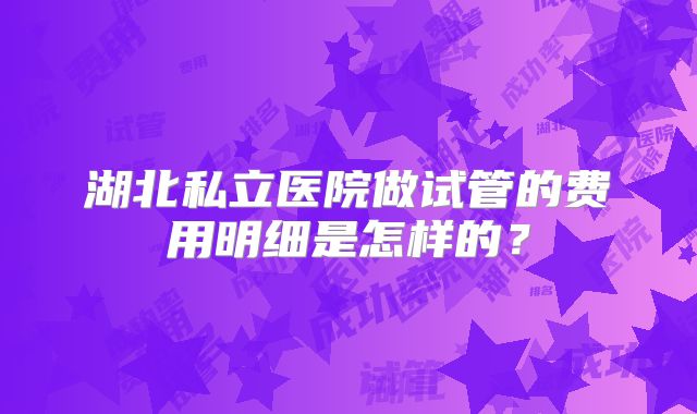 湖北私立医院做试管的费用明细是怎样的？
