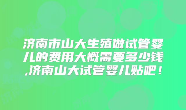 济南市山大生殖做试管婴儿的费用大概需要多少钱,济南山大试管婴儿贴吧！