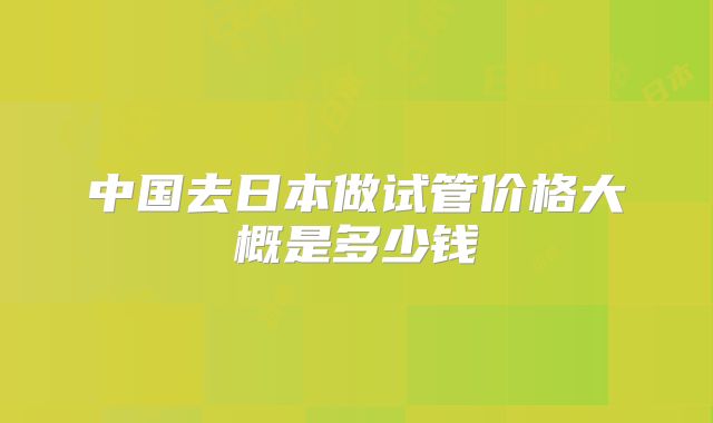 中国去日本做试管价格大概是多少钱