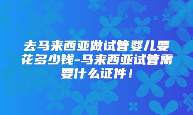 去马来西亚做试管婴儿要花多少钱-马来西亚试管需要什么证件!