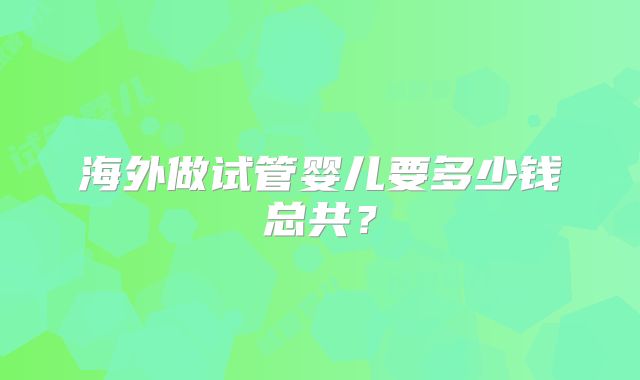 海外做试管婴儿要多少钱总共？