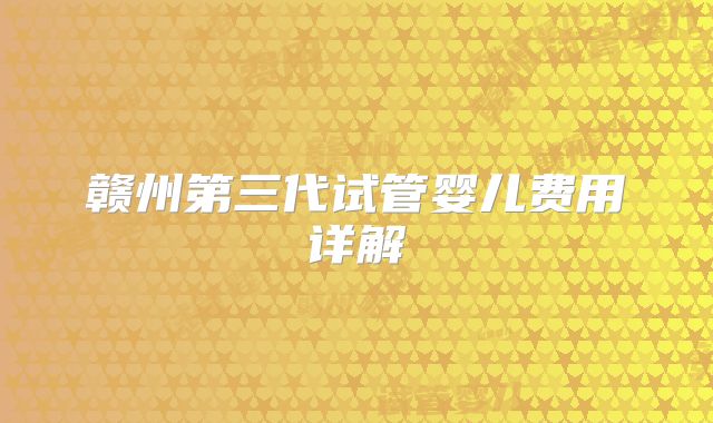 赣州第三代试管婴儿费用详解
