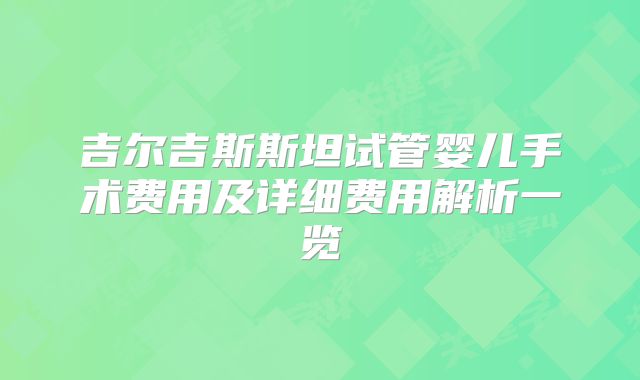 吉尔吉斯斯坦试管婴儿手术费用及详细费用解析一览