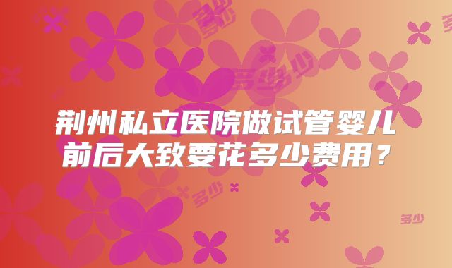 荆州私立医院做试管婴儿前后大致要花多少费用？