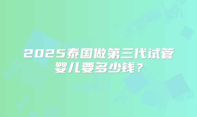 2025泰国做第三代试管婴儿要多少钱？
