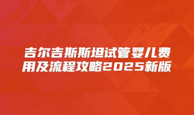 吉尔吉斯斯坦试管婴儿费用及流程攻略2025新版