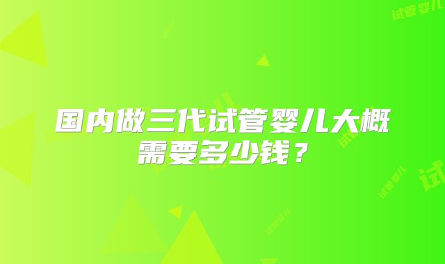 国内做三代试管婴儿大概需要多少钱?