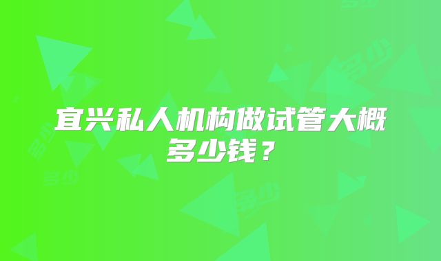 宜兴私人机构做试管大概多少钱？