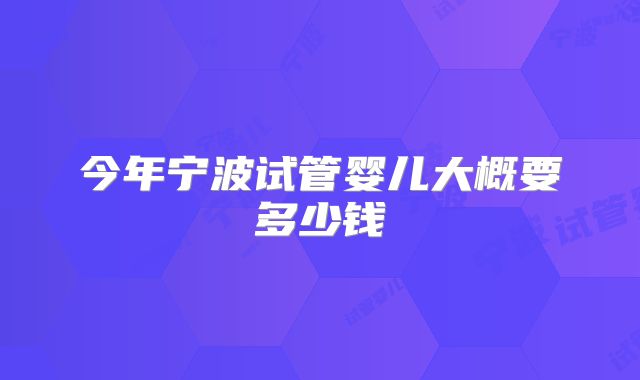 今年宁波试管婴儿大概要多少钱