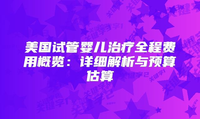 美国试管婴儿治疗全程费用概览：详细解析与预算估算