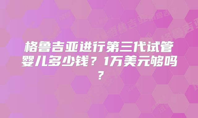 格鲁吉亚进行第三代试管婴儿多少钱？1万美元够吗？