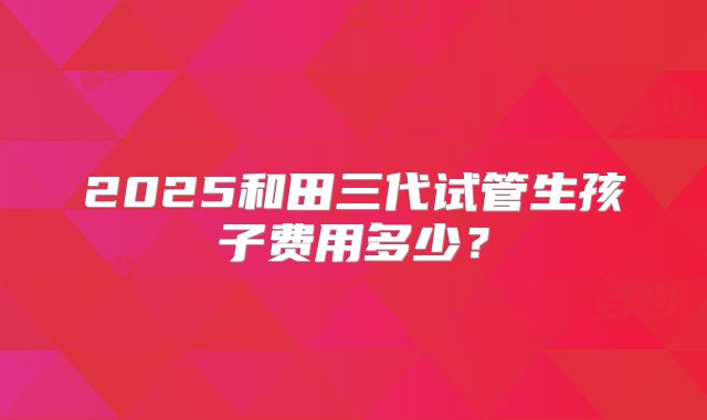 2025和田三代试管生孩子费用多少？