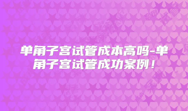 单角子宫试管成本高吗-单角子宫试管成功案例！