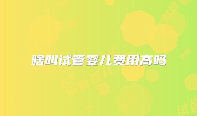 啥叫试管婴儿费用高吗