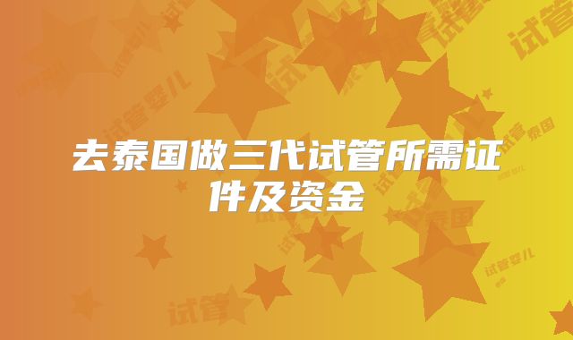 去泰国做三代试管所需证件及资金