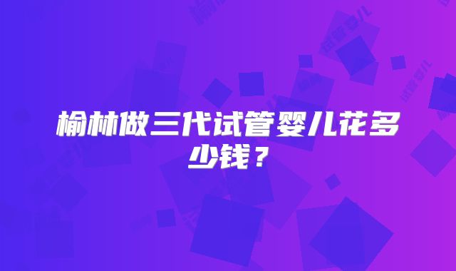 榆林做三代试管婴儿花多少钱？